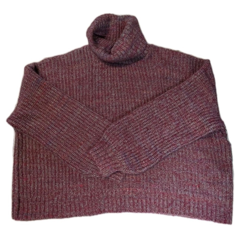 Old Navy Women's XXL Turtleneck Sweater Purple Heather Chunky Knit Ribbed...